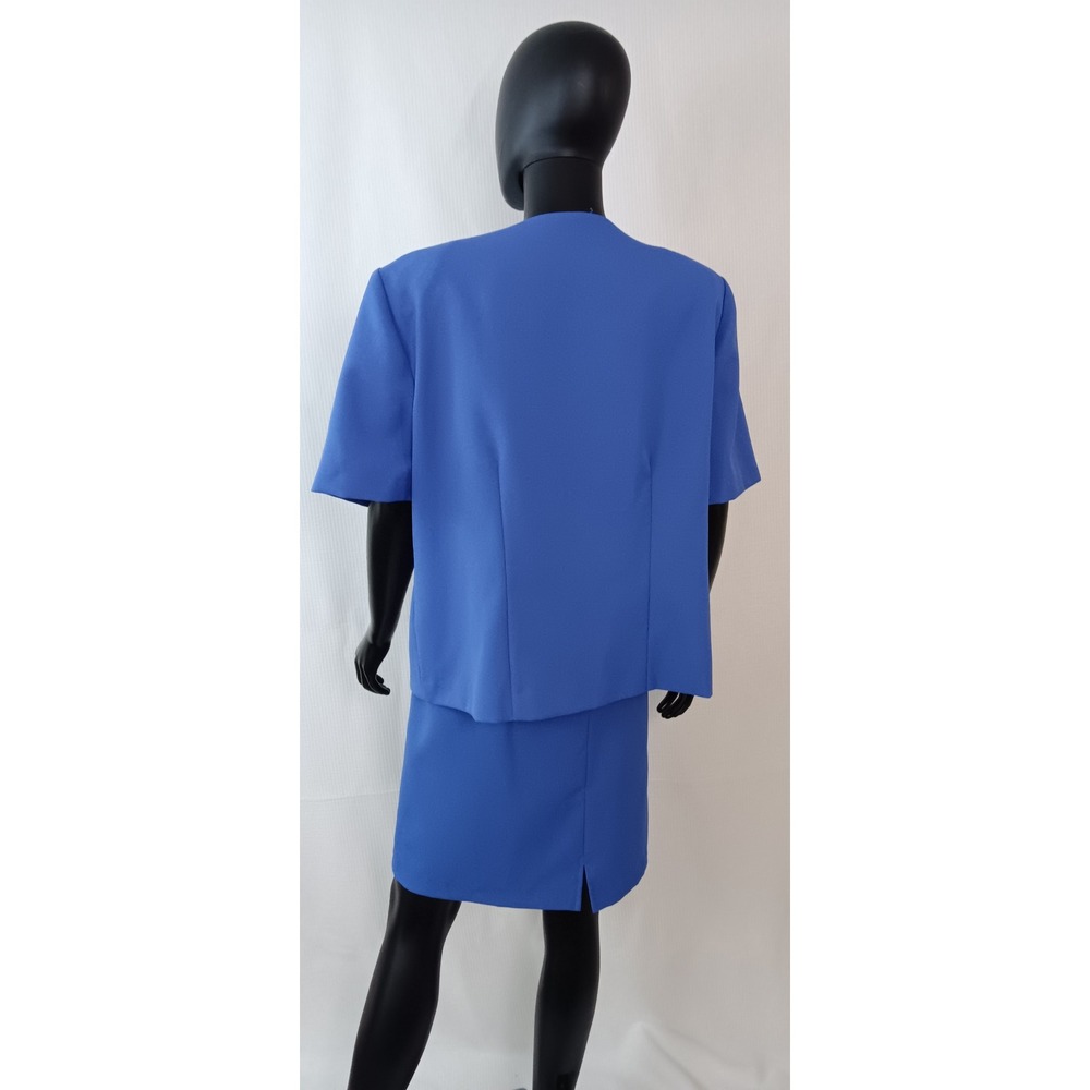 Lady Dorby Blue 2 Piece Skirt Set Floral Embroidery Button Top Skirt 18W - Picture 3 of 6